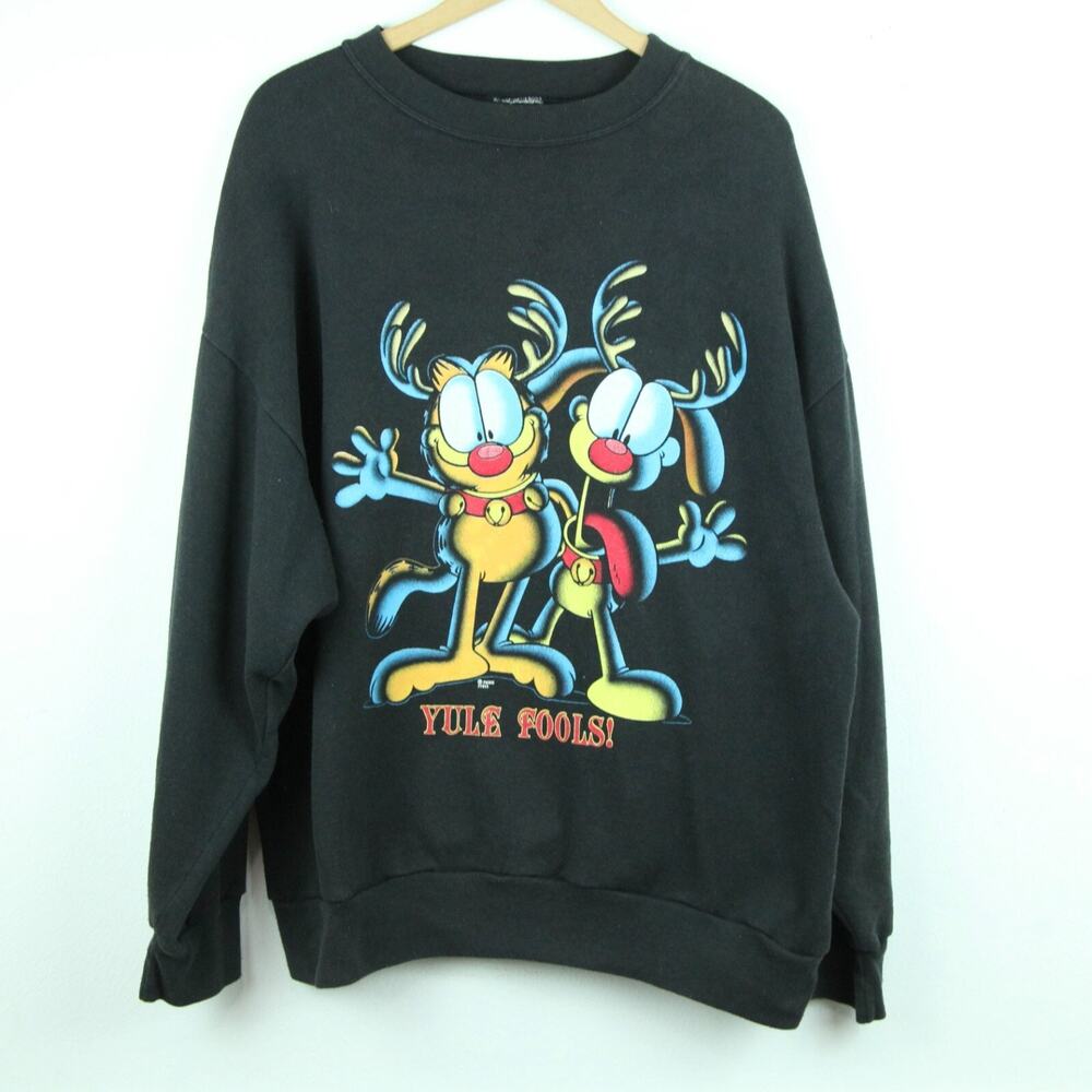 Vintage One Size XL Garfield Odie Christmas Sweatshirt Pullover Skater Oversized